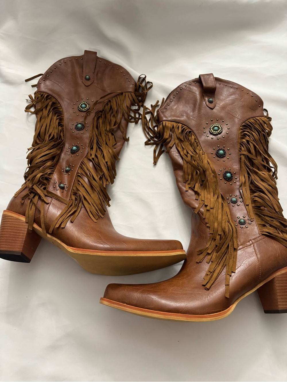 Fringe Western Cowgirl Boots - Brown